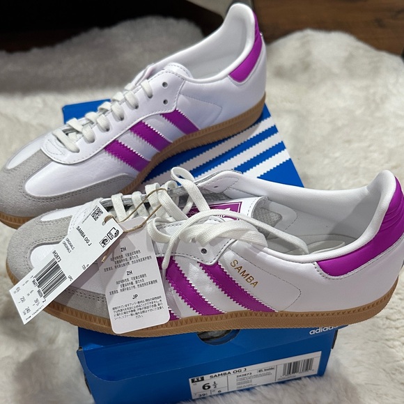adidas Shoes - adidas Samba White with Purple Accents Women's Sneakers